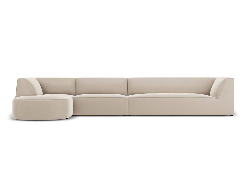 Cosmopolitan Design Ecksofa Siena 5-Sitzer abgerundet Samt Salvador Beige Links