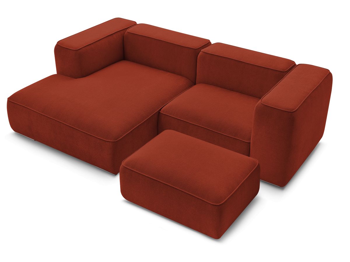Bobochic Zephyr Ecksofa mit Pouf 260 × 165 cm Strukturstoff Orange Ecke links