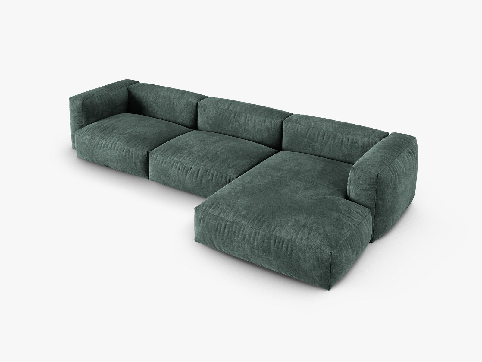 Micadoni Ecksofa Martina 3-Sitzer 90cm Sitztiefe Rechts Samt Vogue Petrol