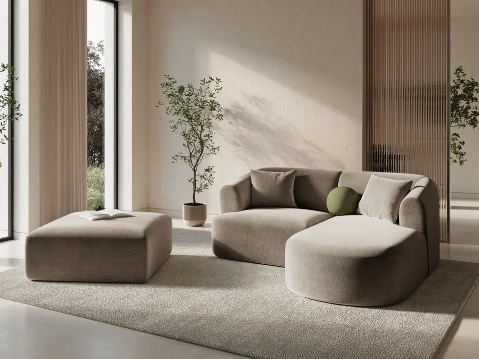 Cosmopolitan Design Pouf Campi Samt Vogue Dunkelbeige