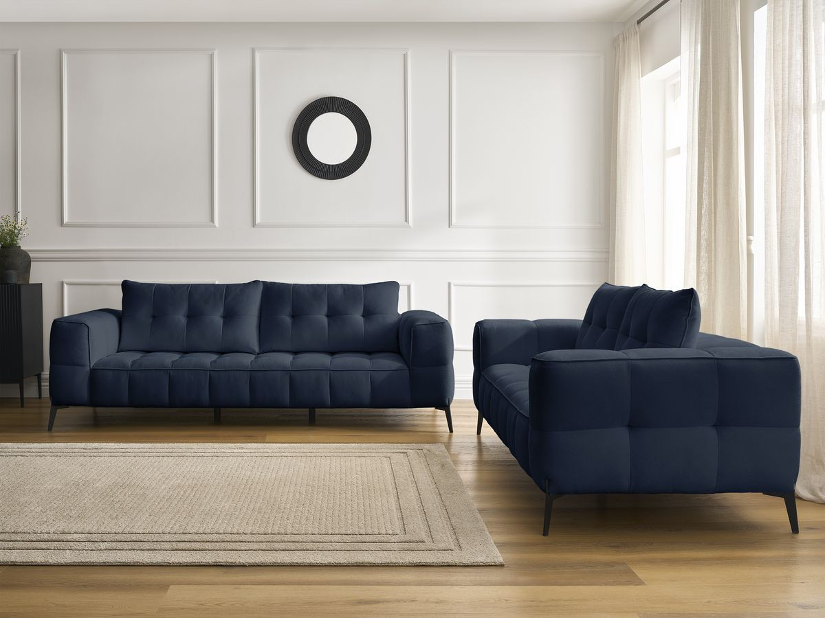 Bobochic Anis Sofa-Set 3- und 2-Sitzer Strukturstoff Blau