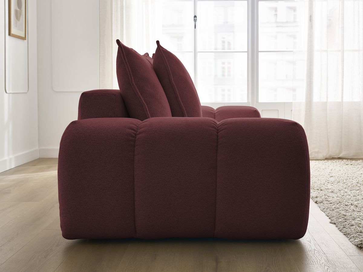 Bobochic Everest Sofa 3-Sitzer, 5 Kissen Melange-Stoff Rot