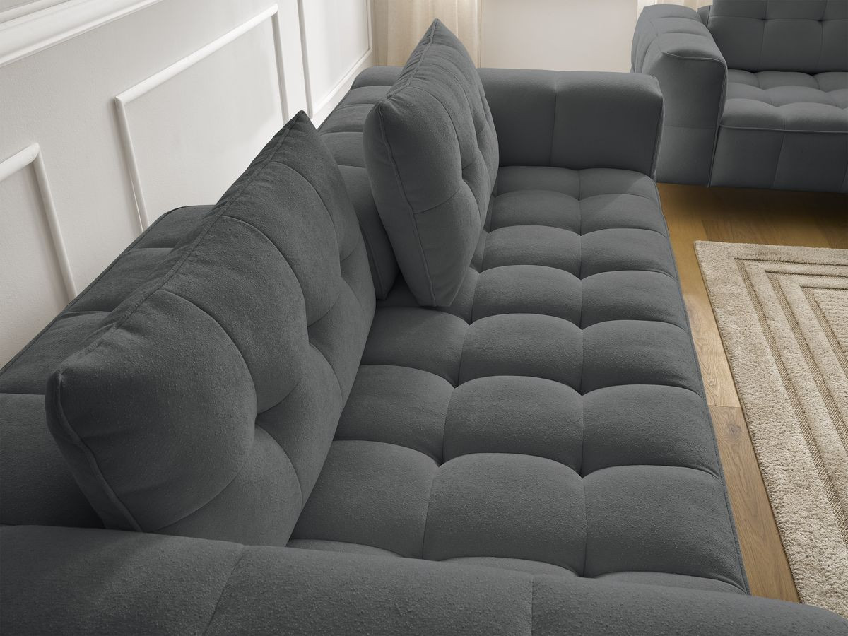 Bobochic Anis Sofa-Set 3- und 2-Sitzer mit Pouf Strukturstoff Dunkelgrau