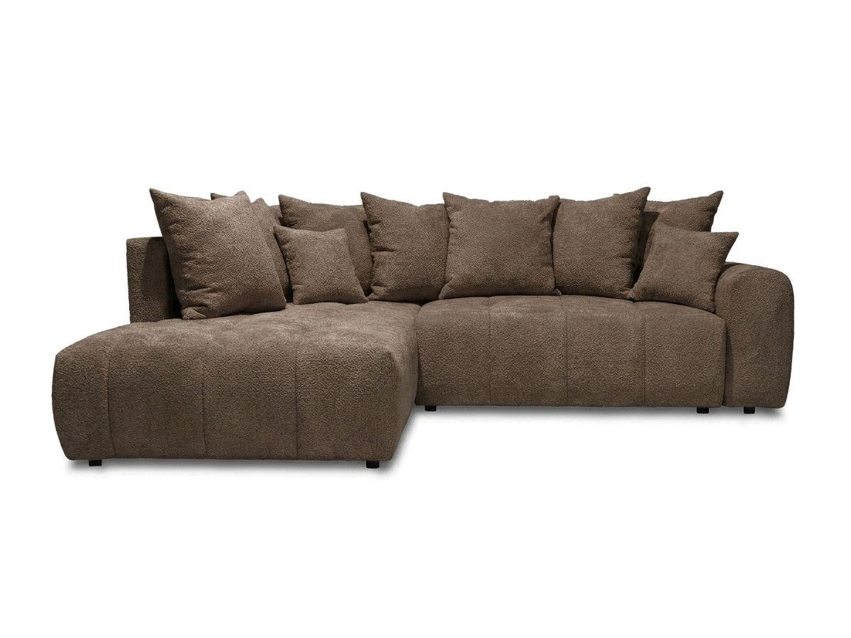 Bobochic Roxelane Ecksofa mit Schlaffunktion und Bettkasten Bouclé-Stoff Braun Ecke links