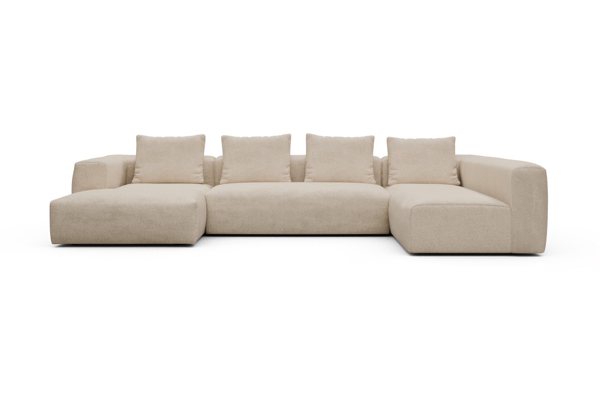 Skandi Home Wohnlandschaft Fred Chaiselongue links mit 2-Sitzer und lange Armlehne rechts Casone-Natural-Beige moebelfaktor