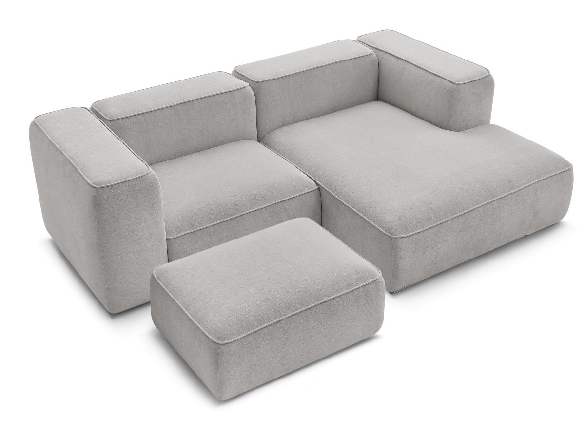 Bobochic Zephyr Ecksofa mit Pouf 260 × 165 cm Strukturstoff Hellgrau Ecke rechts