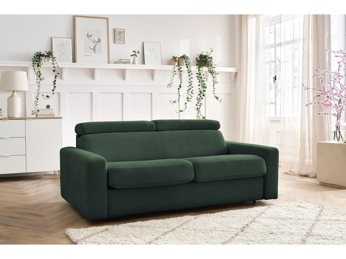 Bobochic Monaco Schlafsofa 3-Sitzer Stoff Grün, Liegefläche 160 × 190 cm