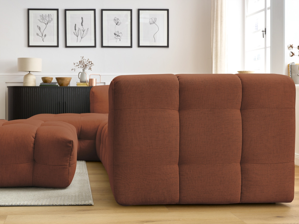Bobochic Cloud Ecksofa mit Pouf 288 × 184 cm Stoff Orange Ecke links