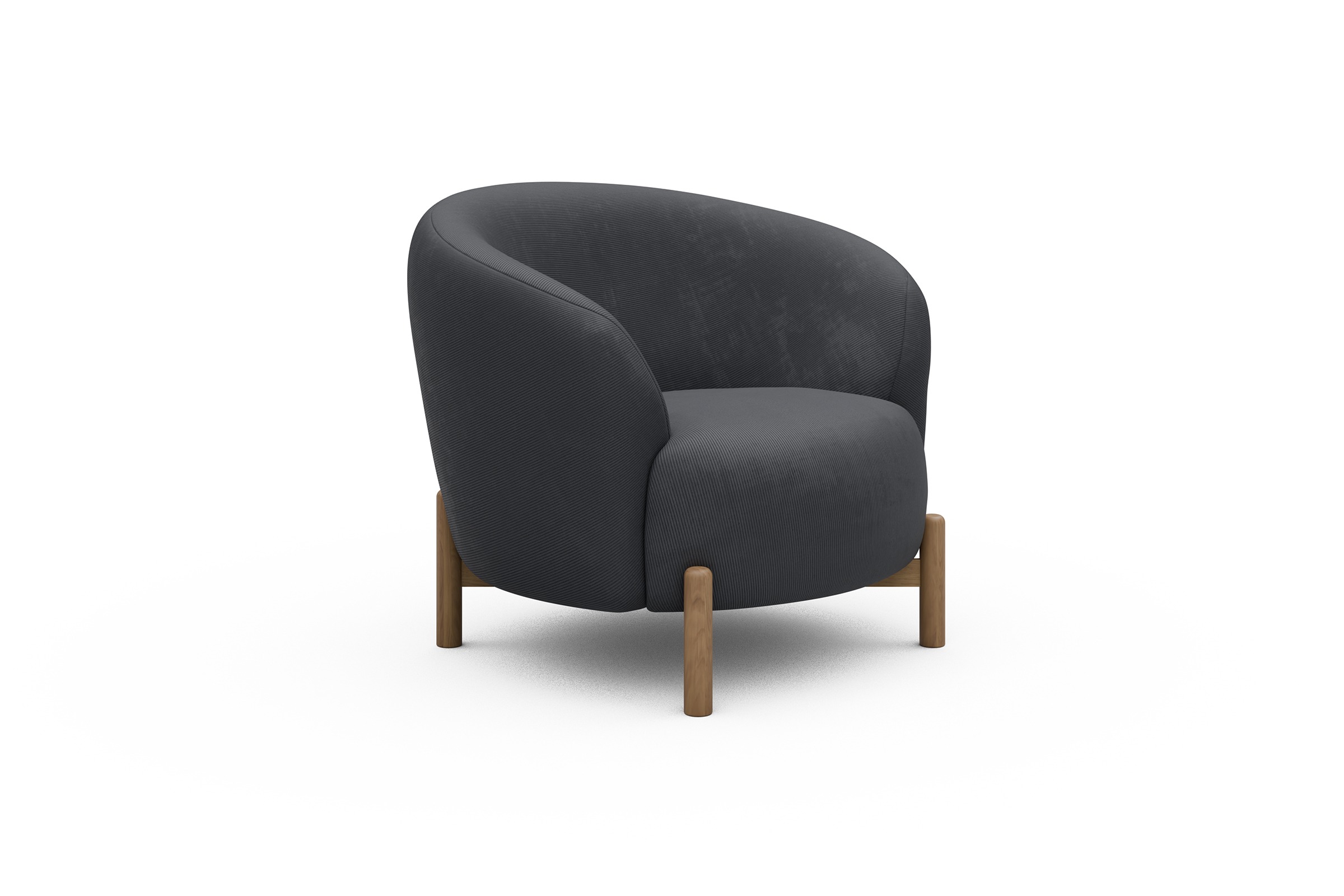 Sessel Ronda Holzbeine Eiche Natur Cordufine-Slate-Grey