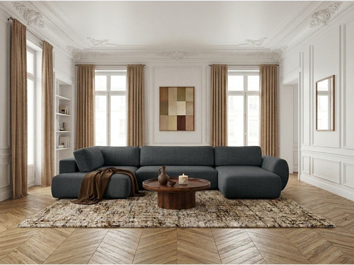 Bobochic Denise Wohnlandschaft Strukturstoff Schwarz Ecke rechts