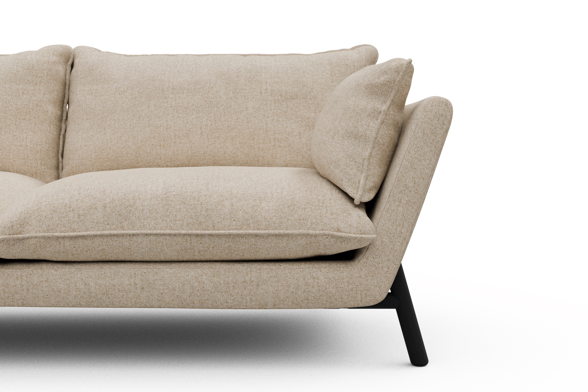 Sofa Emil PREMIUM 3-Sitzer Beinfarbe Eiche Schwarz Casone-Natural-Beige