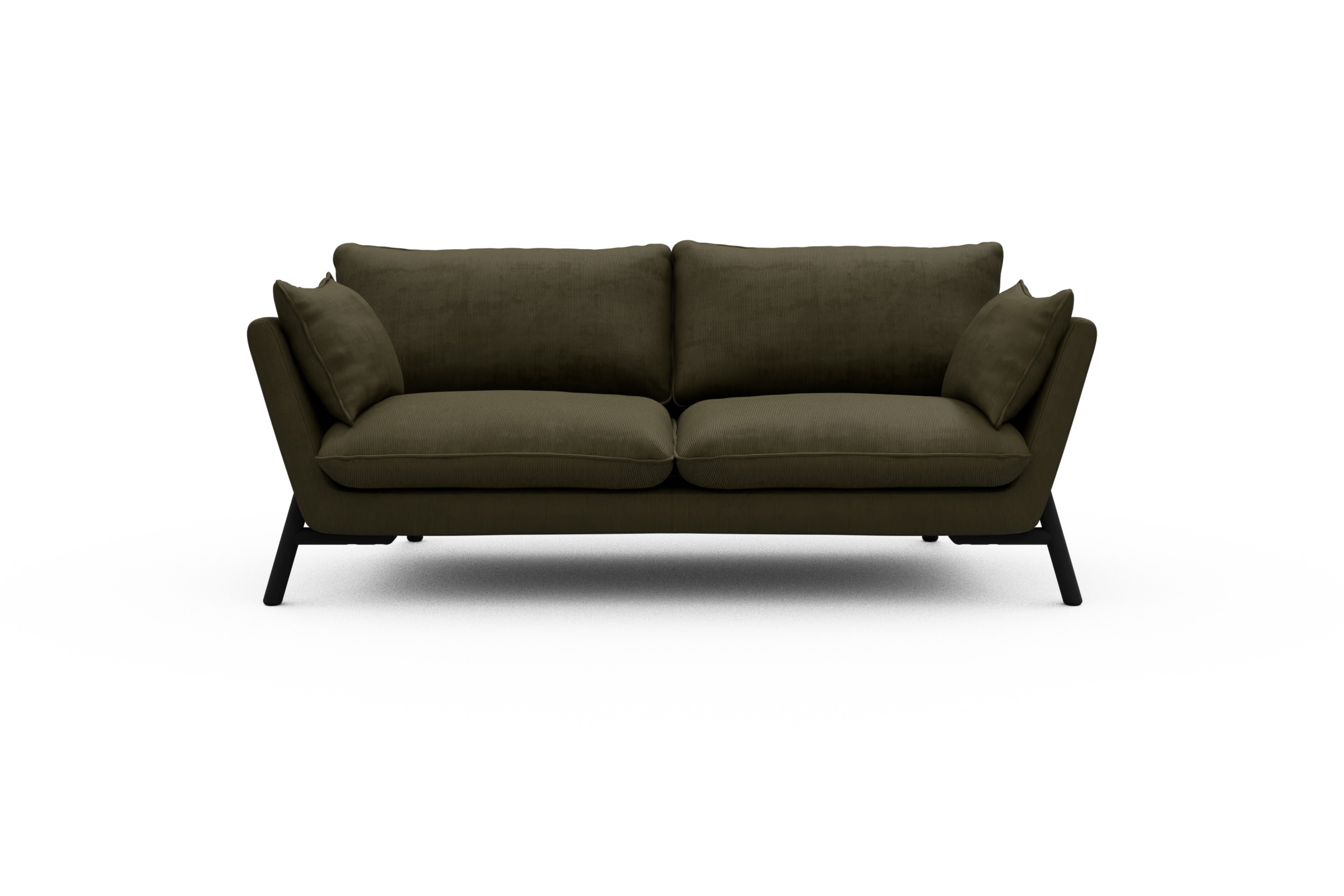 Skandi Home Sofa Emil 2-Sitzer Beinfarbe Eiche Schwarz Cordufine-Pine-Green moebelfaktor
