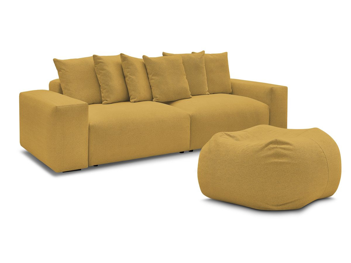Bobochic Voltaire Sofa 5-Sitzer mit Pouf Melange-Stoff Gelb