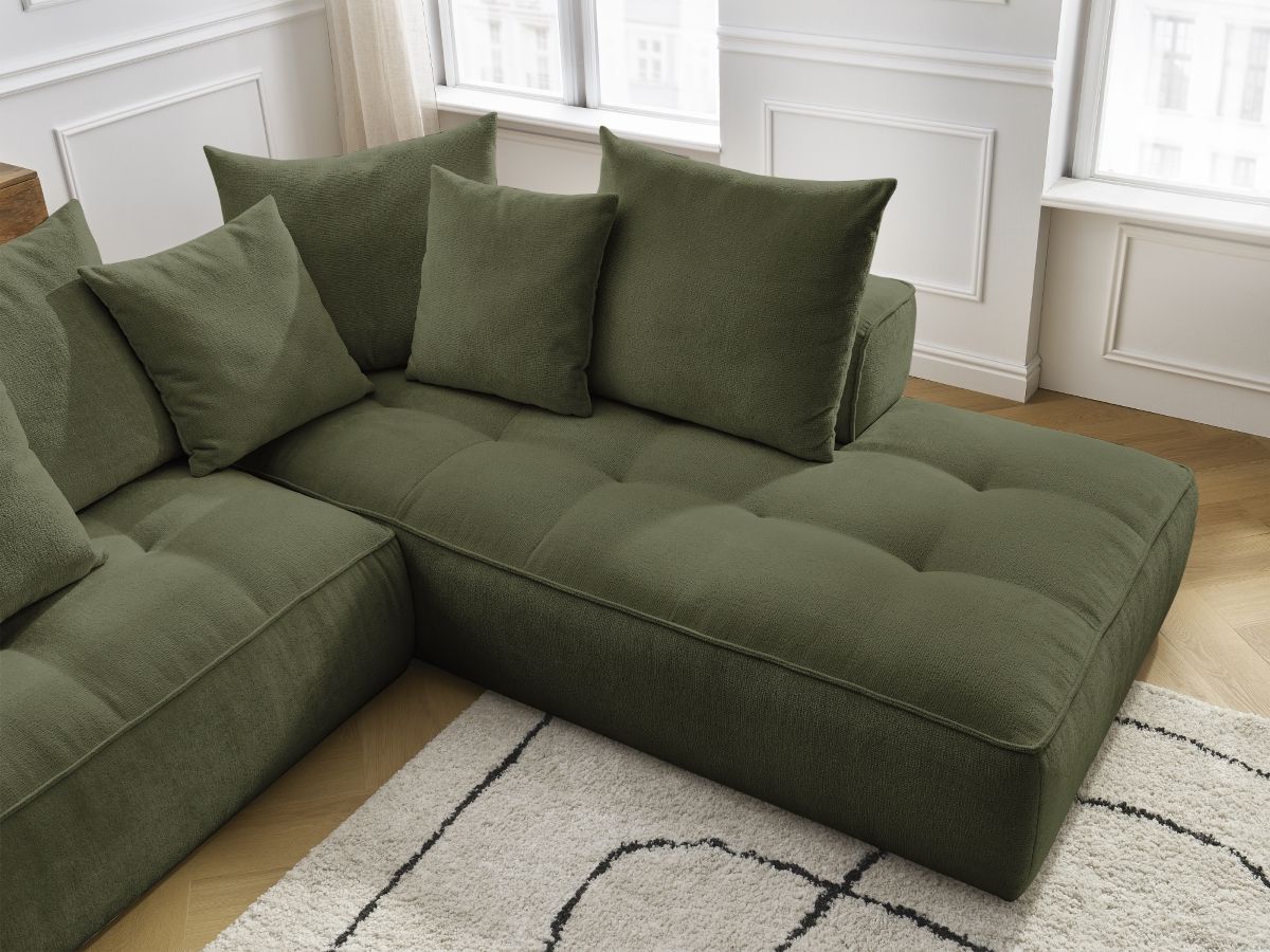 Bobochic Whesley Ecksofa Stoff Dunkelgrün Ecke rechts