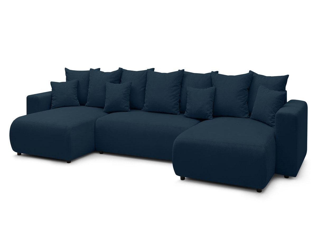 Bobochic Envy Wohnlandschaft mit Pouf Cordsamt Dunkelblau