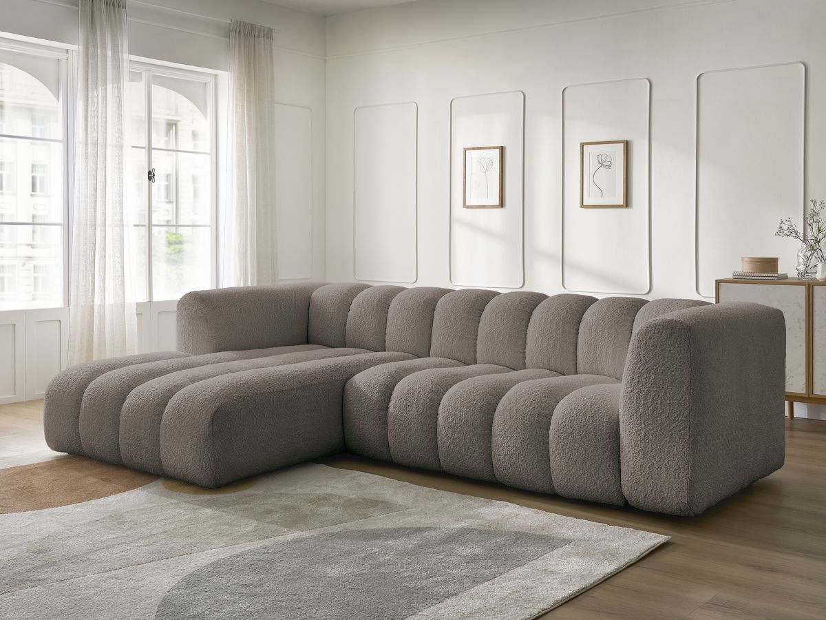 Bobochic Talia Ecksofa Bouclé-Stoff Braun Ecke links