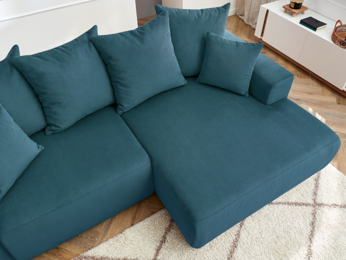 Bobochic Enjoy Ecksofa Cordsamt Dunkelblau Ecke rechts