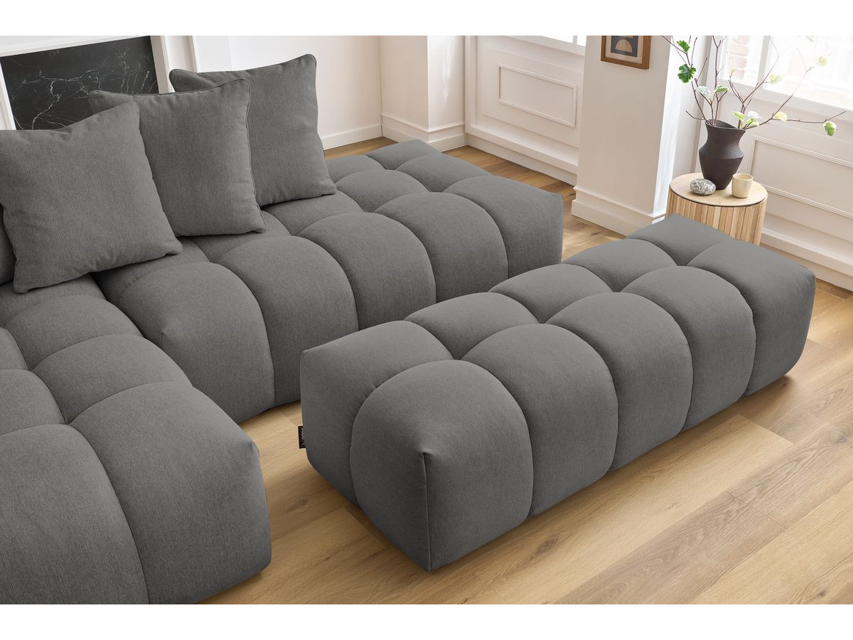 Bobochic Mont-blanc Ecksofa mit Pouf Melange-Stoff Dunkelgrau Ecke links
