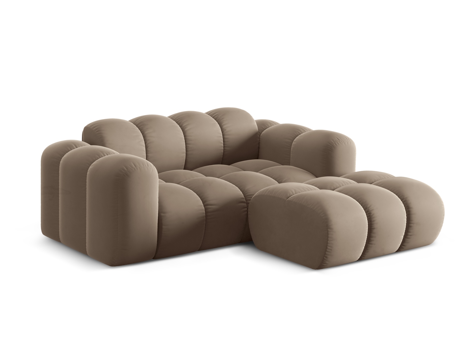 Cosmopolitan Design Ecksofa Treno 2-Sitzer Samt Bluvel Cappuccino Rechts