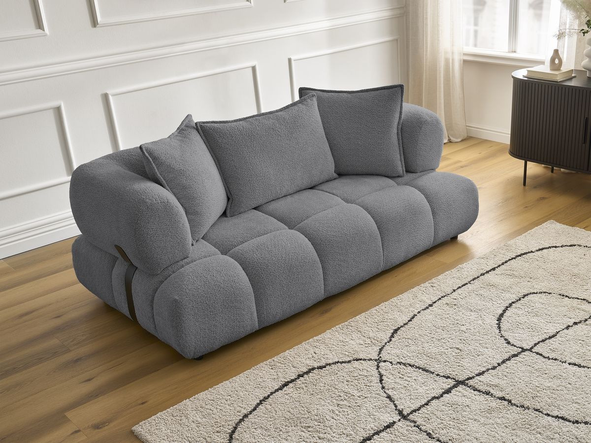 Bobochic Alya Sofa 2-Sitzer Bouclé-Stoff Dunkelgrau