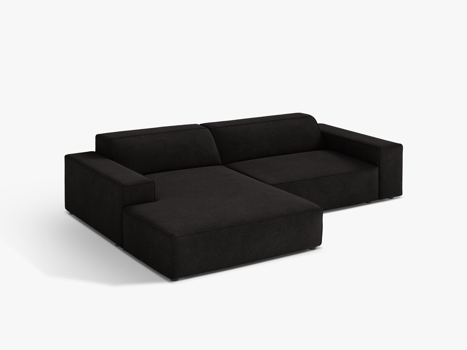 Micadoni Ecksofa Jodie 3-Sitzer Links Strukturierter Stoff Liberty Schwarz