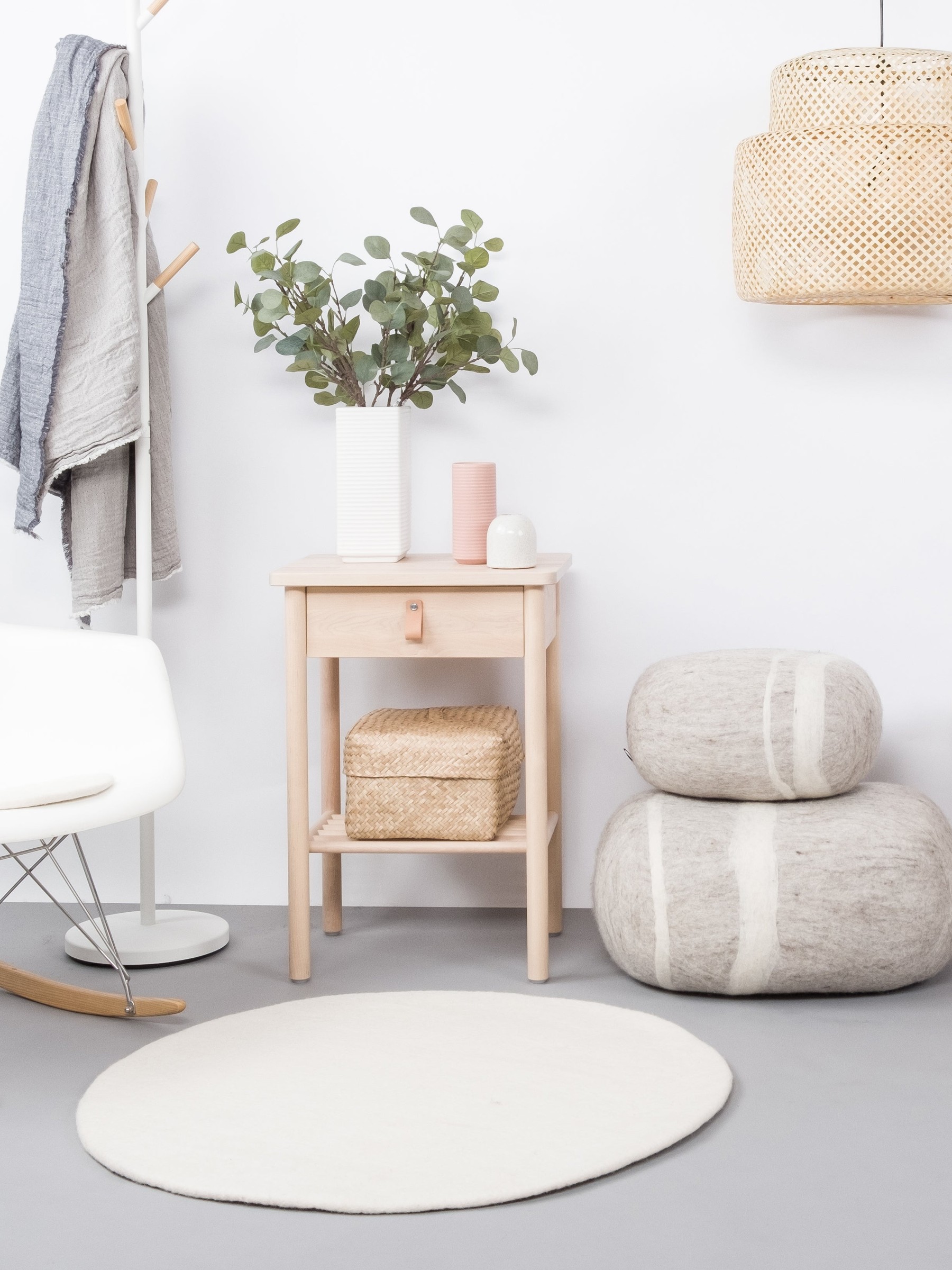 myfelt Linéa Filzteppich Naturweiß rund Ø 50 cm