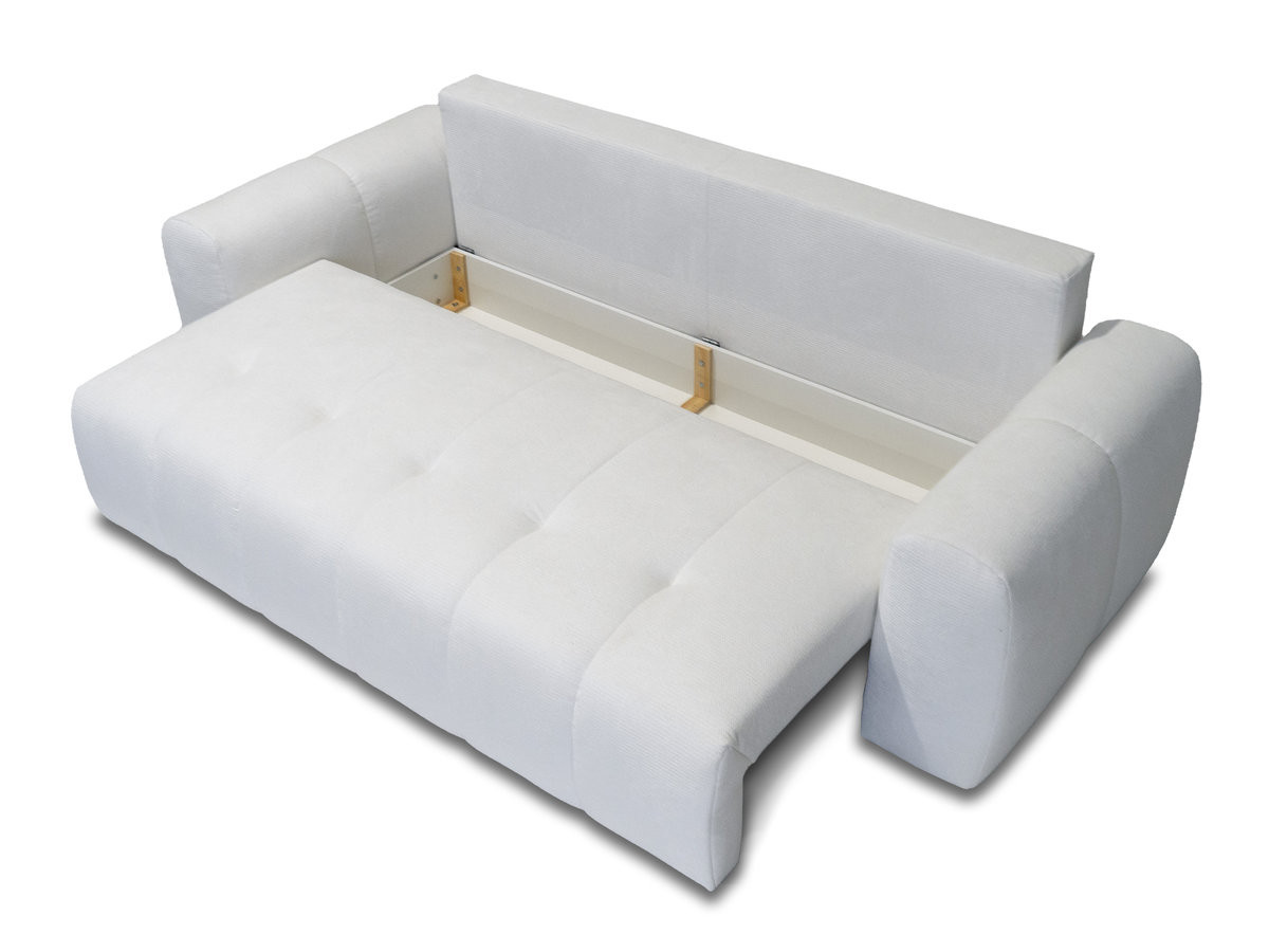 Bobochic Roxelane Schlafsofa 3-Sitzer mit Bettkasten Melange-Stoff Weiß