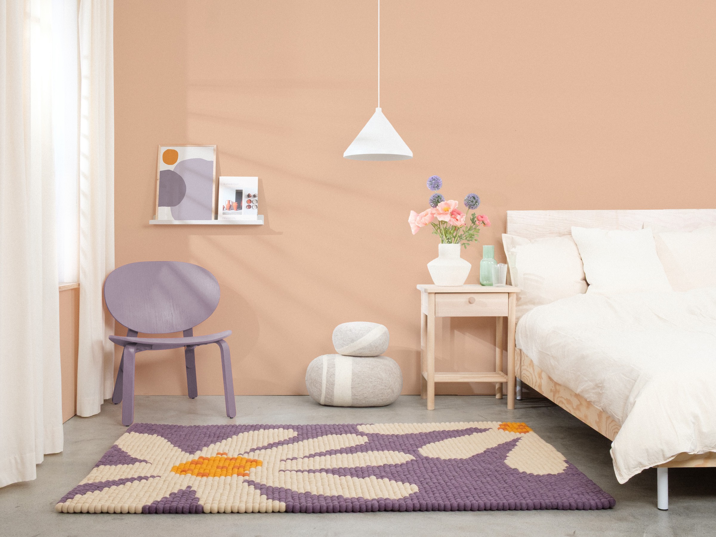 myfelt Daisy Filzkugelteppich Violett