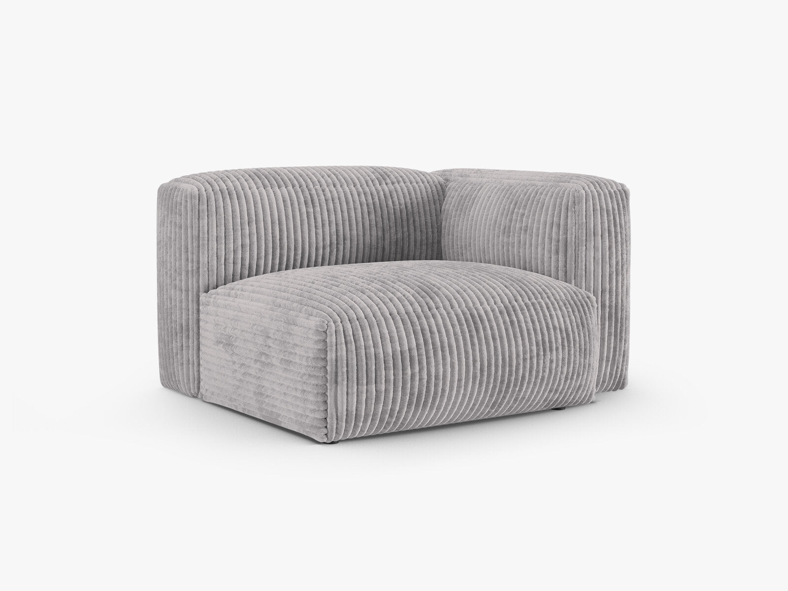 Micadoni Eckmodul mit Armlehne Martina 1-Sitzer 90cm Sitztiefe Rechts Kord Tilia Hellgrau