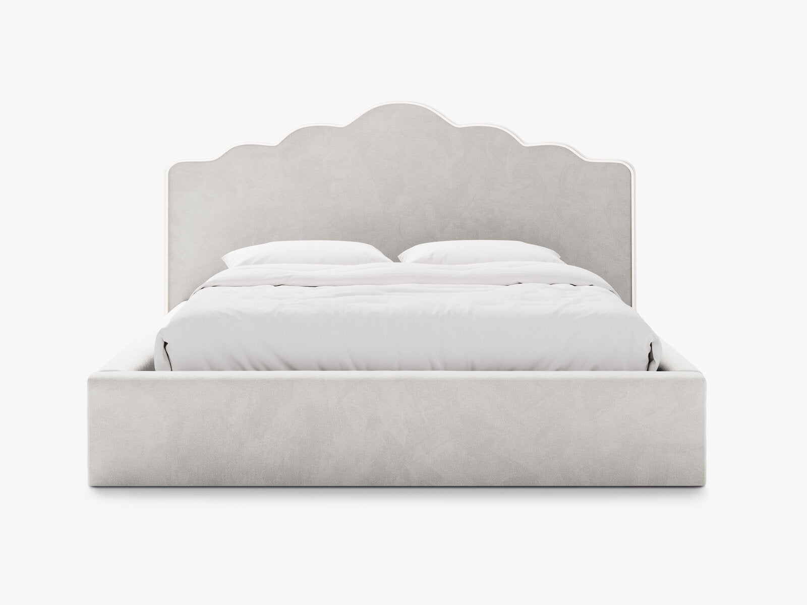 Micadoni Dream Samtbett mit Bettkasten und Kopfteil Samt Magic Velvet Elfenbein / Hellgrau 140x200