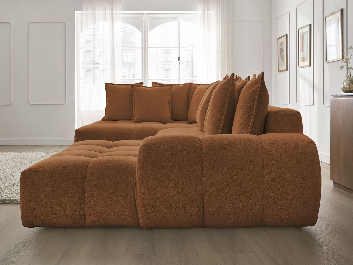 Bobochic Everest Wohnlandschaft, 14 Kissen Melange-Stoff Orange Ecke rechts