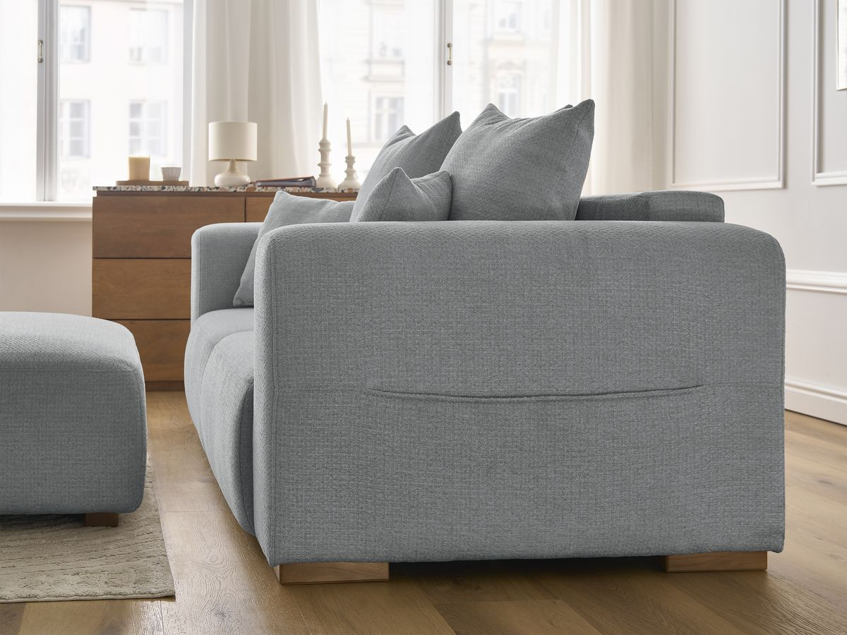 Bobochic Sidonie Sofa 3-Sitzer mit Pouf Melange-Stoff Dunkelgrau