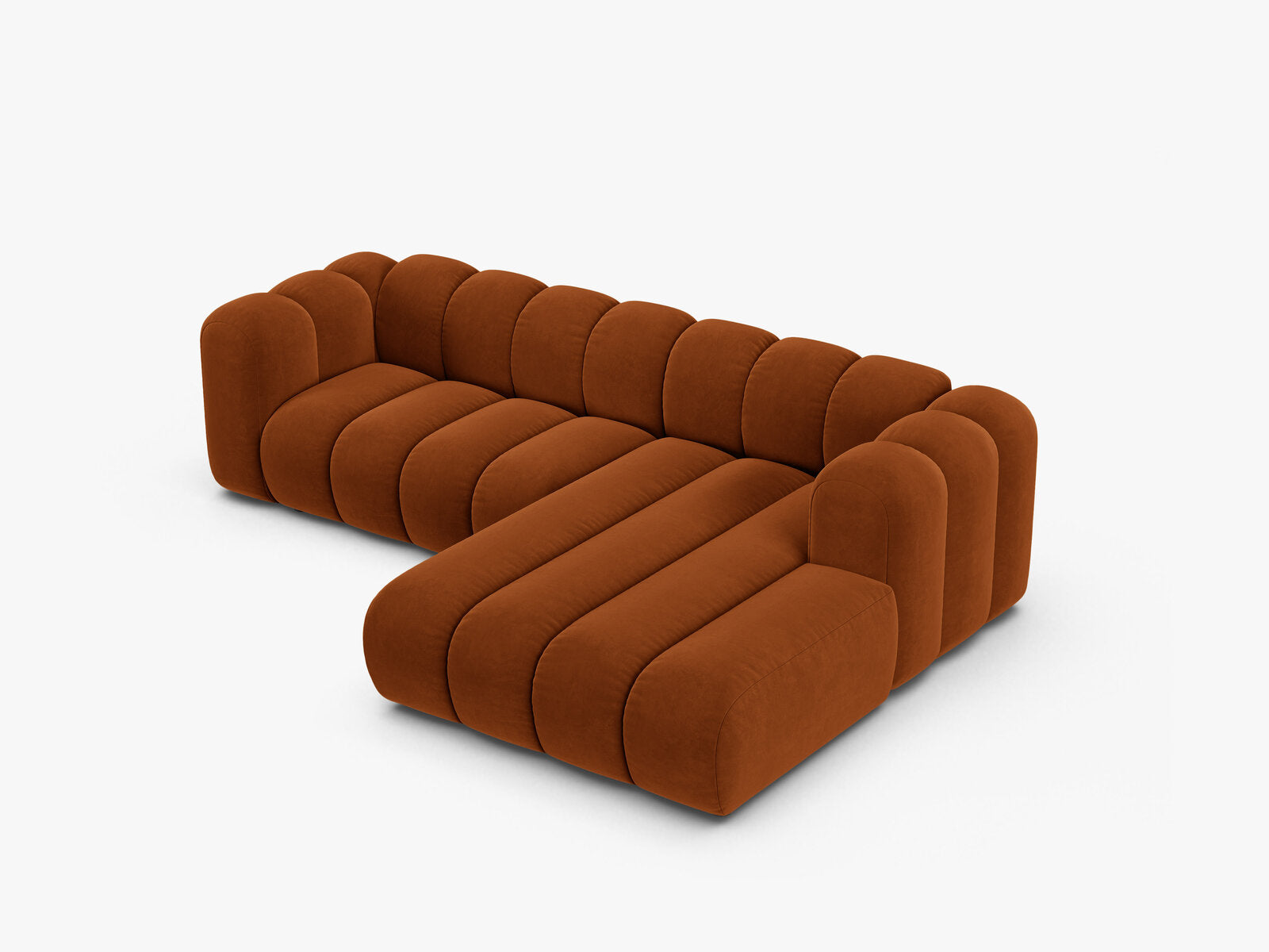 Micadoni Modulares Ecksofa Lupine 4-Sitzer mittelgroß Rechts Samt Salvador Terrakotta