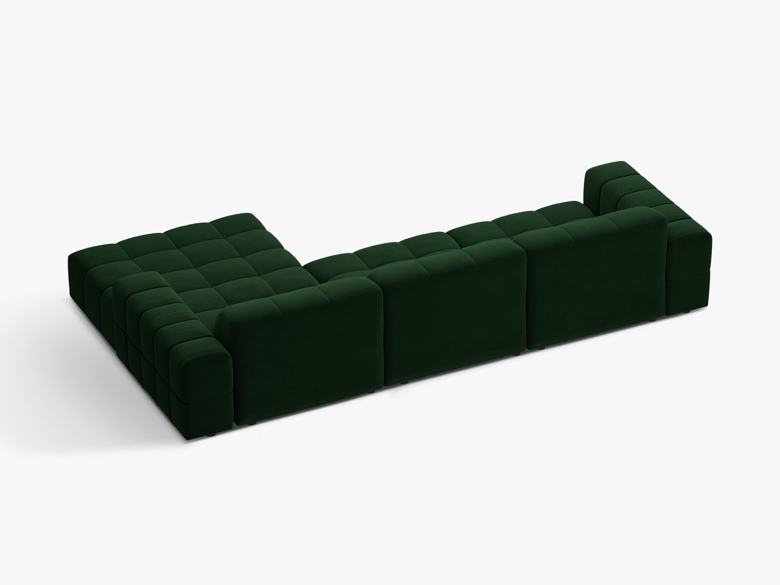 Micadoni Ecksofa Jennifer 4-Sitzer Rechts Samt Bluvel Flaschengrün
