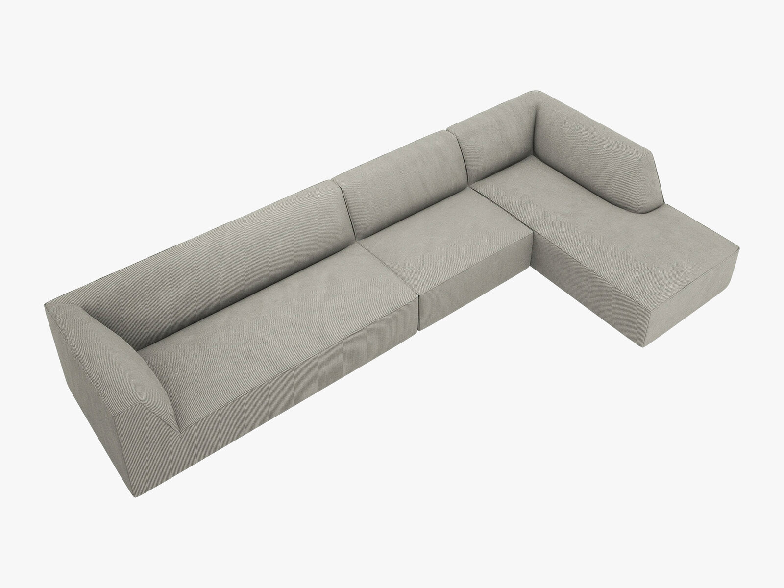 Micadoni Ecksofa Ruby 5-Sitzer Rechts Kord Scala Hellgrau