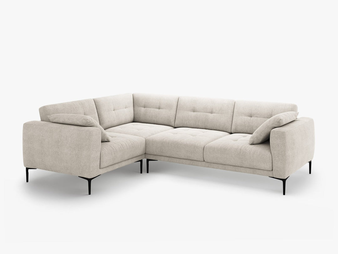 Micadoni Ecksofa Bemy 4-Sitzer Links Strukturierter Stoff Beige