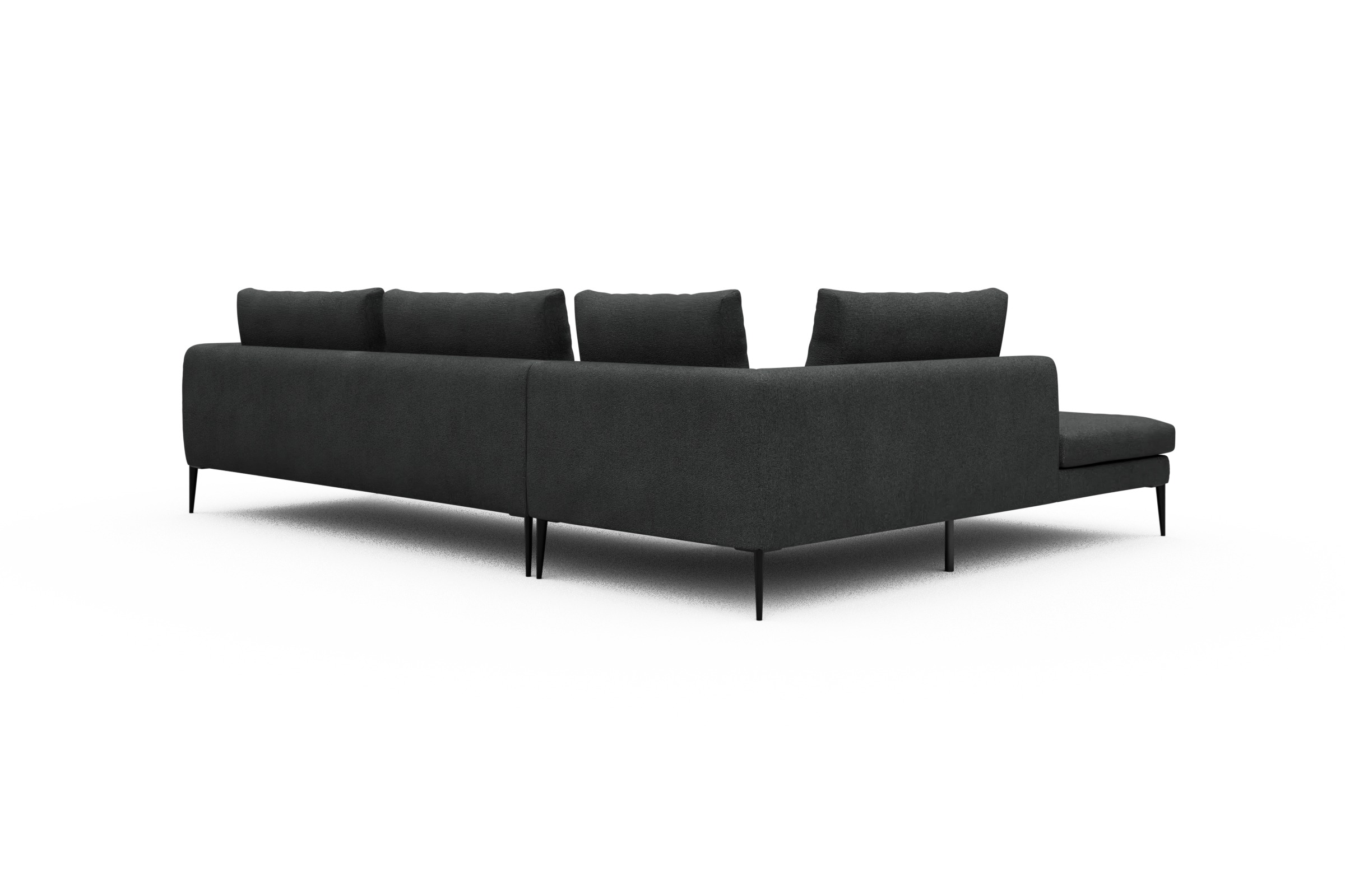 Ecksofa Paul Relax-Ecke rechts mit 3-Sitzer Boucle-Charcoal