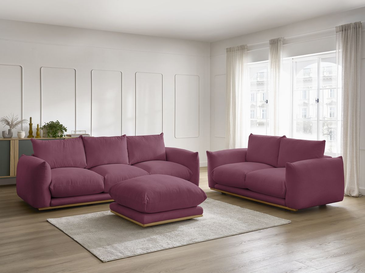 Bobochic Ernest Sofa 6-Sitzer mit Pouf Stoff Rot