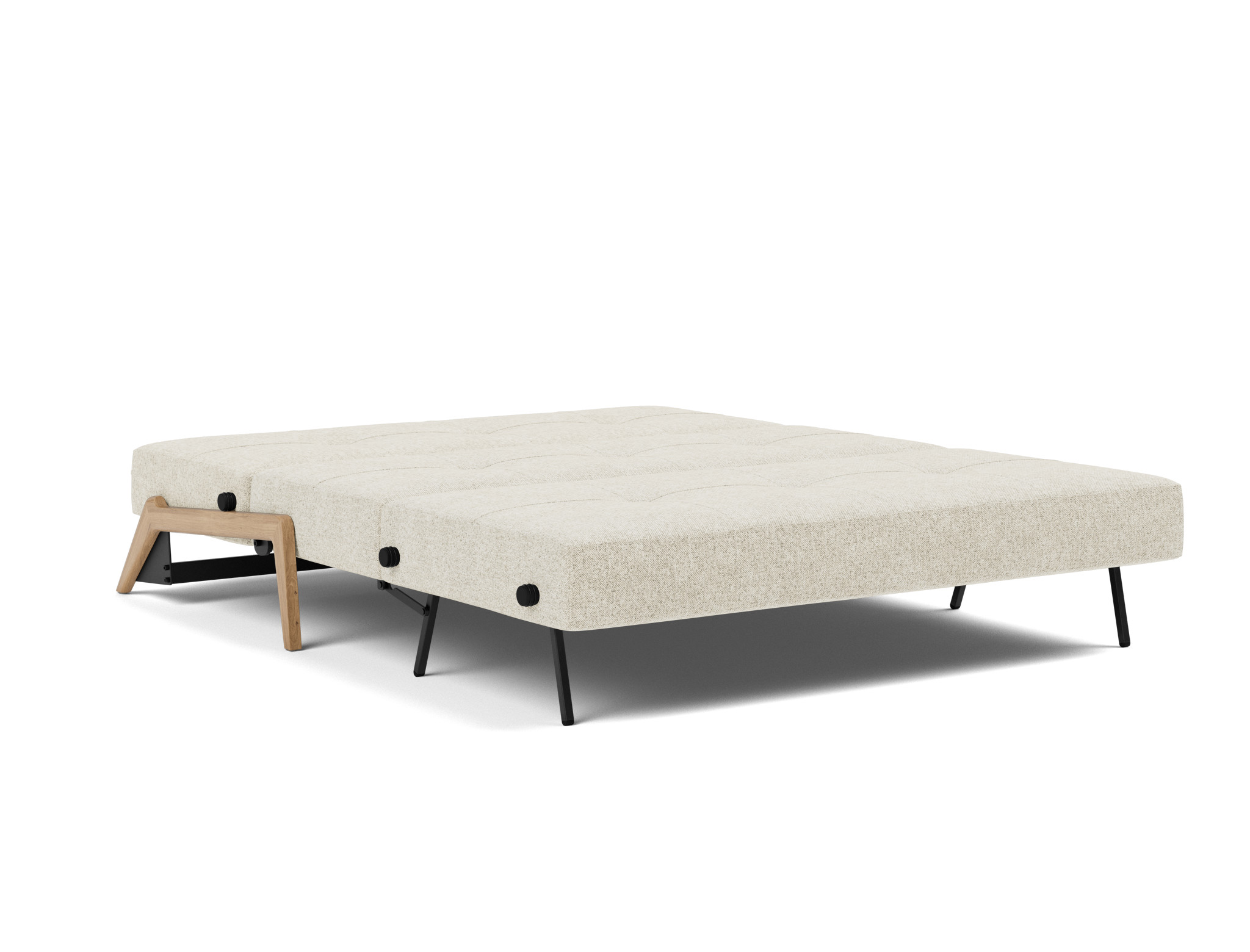 Schlafsofa Cubed 160 Strukturierter Stoff Taura 357-Off-White Beine Eiche