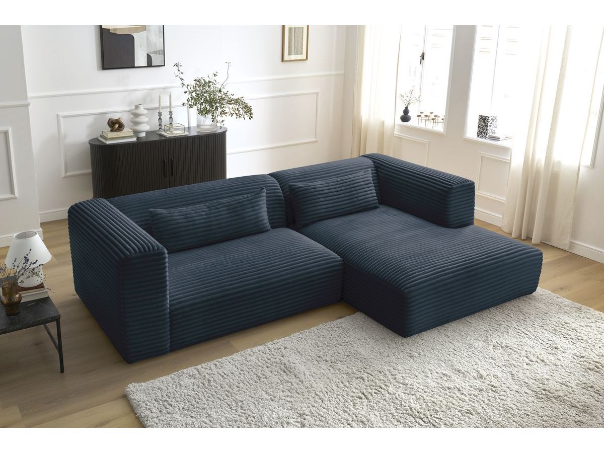 Bobochic Harry Ecksofa Breitcord weich Dunkelblau Ecke rechts