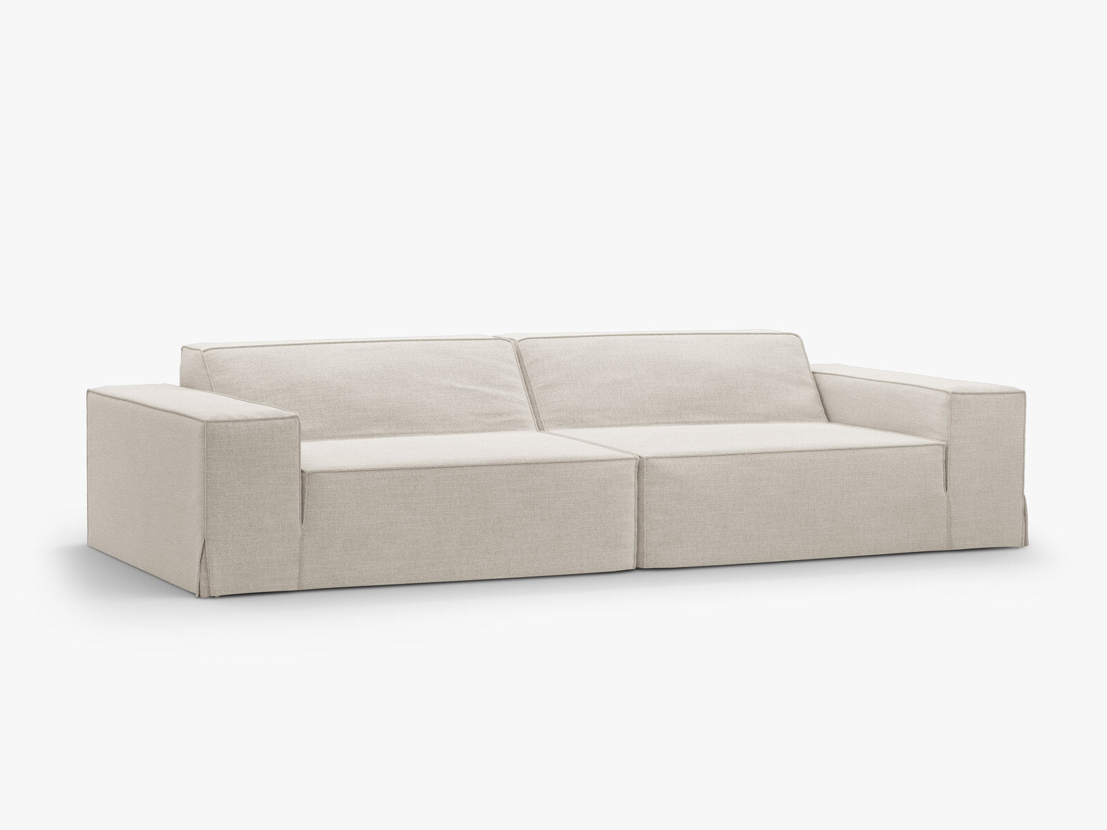 Micadoni Sofa Jodie 4-Sitzer Strukturierter Stoff Lins Natur
