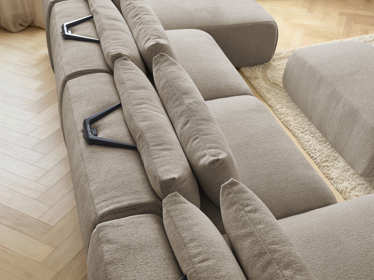 Bobochic Jana Wohnlandschaft mit kleinem Pouf Melange-Stoff Taupe