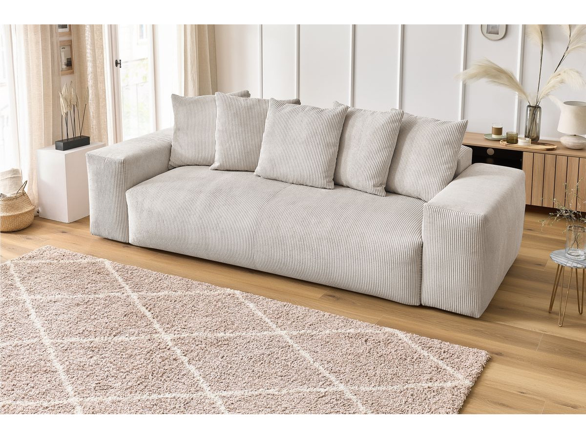 Bobochic Voltaire Sofa 3-Sitzer 280 × 124 cm Cordsamt Beige
