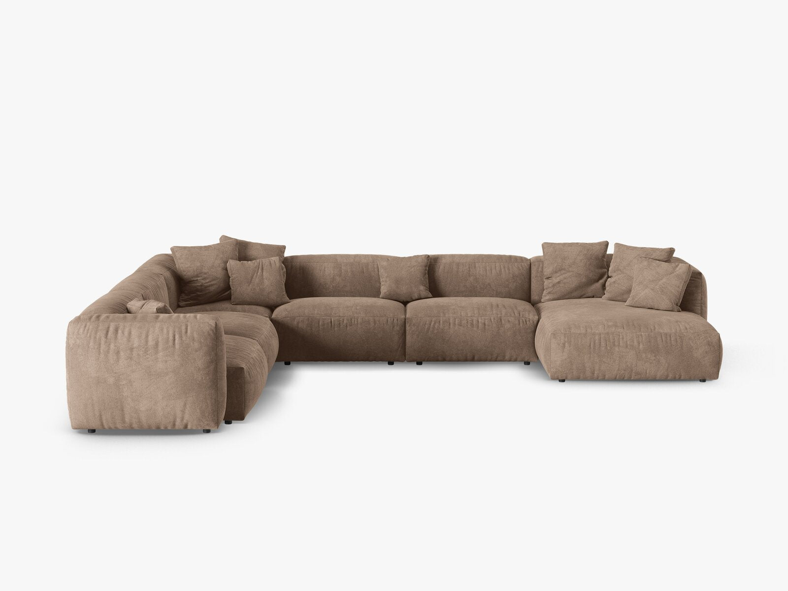 Micadoni modulares Ecksofa XL Martina 6-Sitzer 90cm Sitztiefe Links Samt Vogue Dunkelbeige