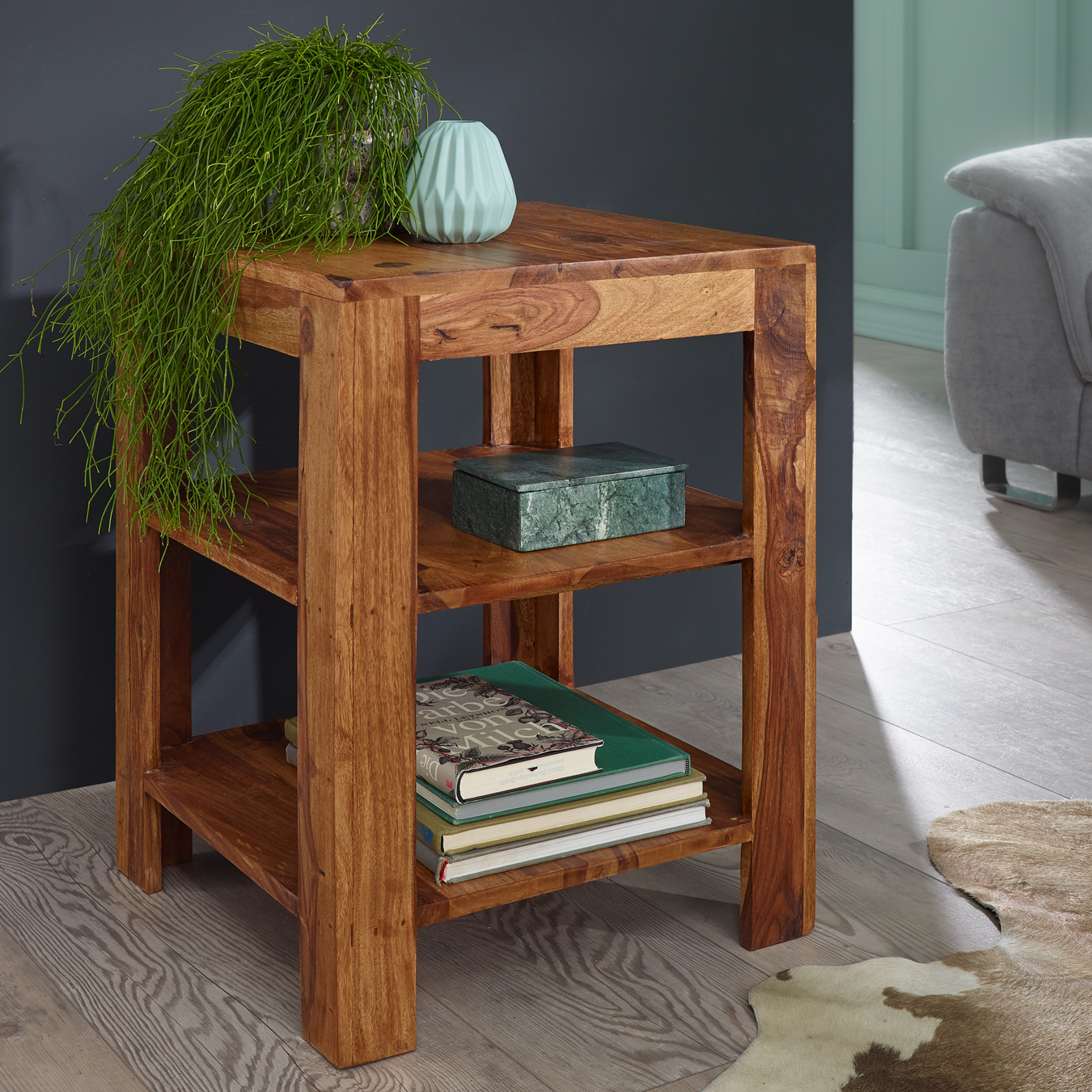 Standregal Aalvik Sheesham Massivholz Höhe 60 cm