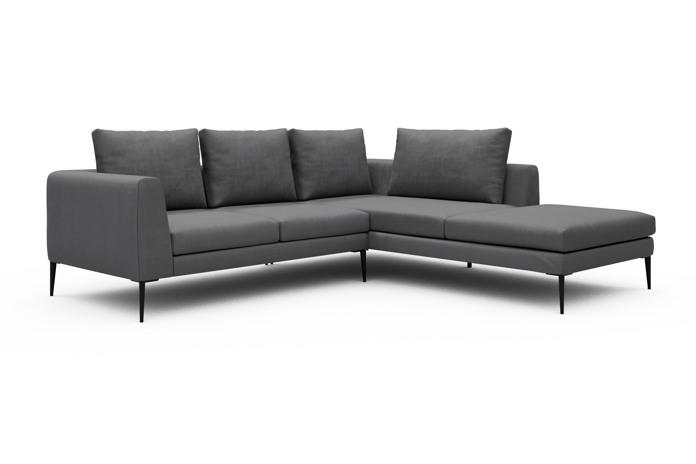Ecksofa Paul Relax-Ecke rechts mit 2-Sitzer Cordufine-Grey