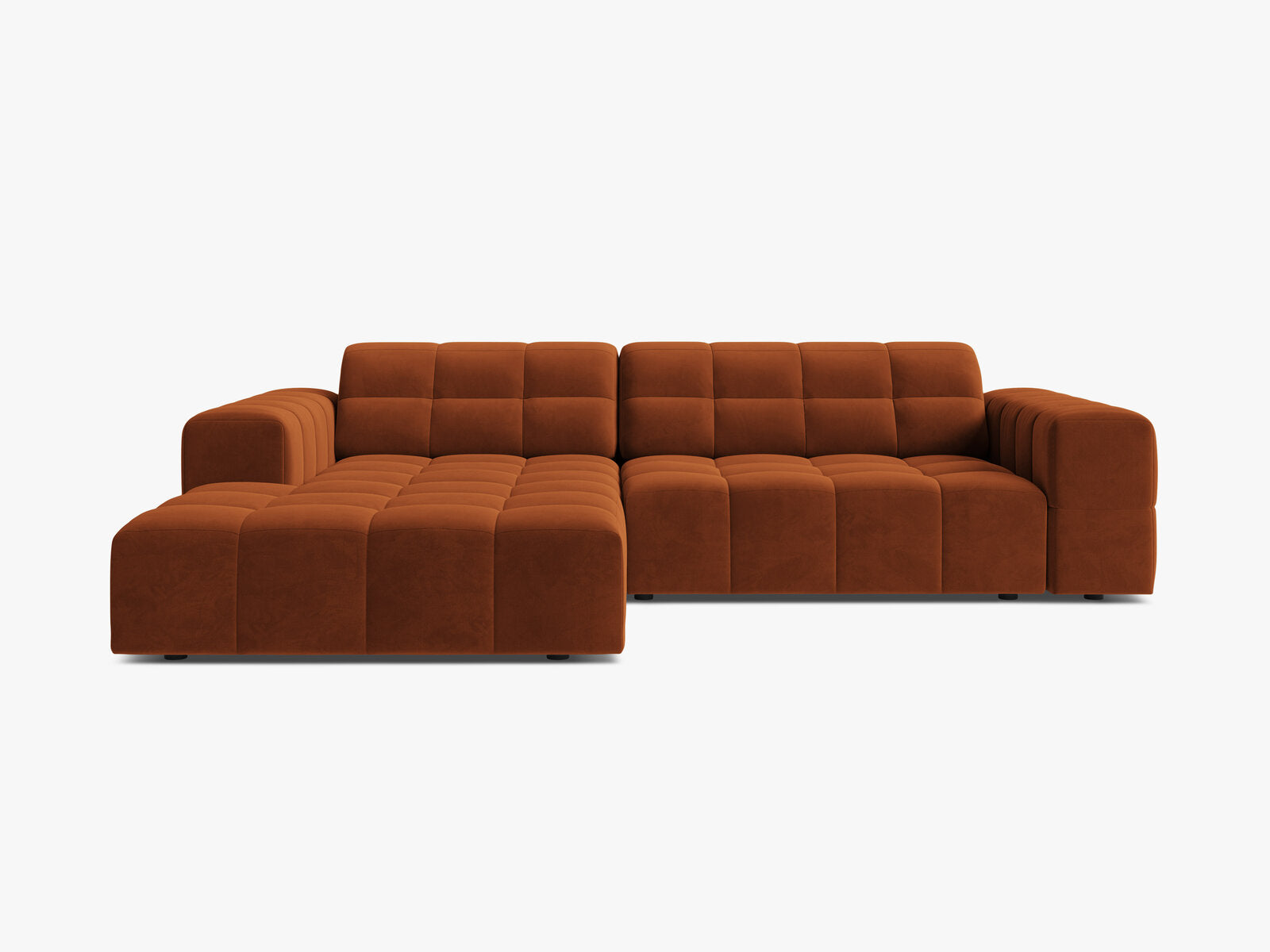 Micadoni Jennifer Ecksofa 4-Sitzer Links Samt Bluvel Terrakotta