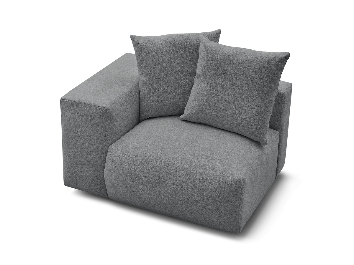 Bobochic Voltaire Sofamodul 1-Sitzer 130 × 100 cm Melange-Stoff Dunkelgrau Ecke links