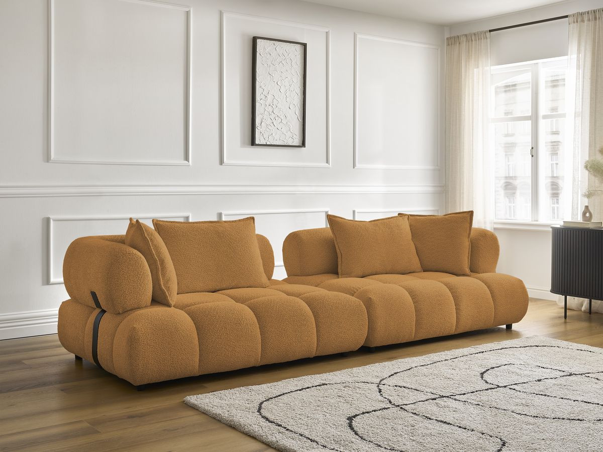 Bobochic Alya Sofa 4-Sitzer Bouclé-Stoff Gelb