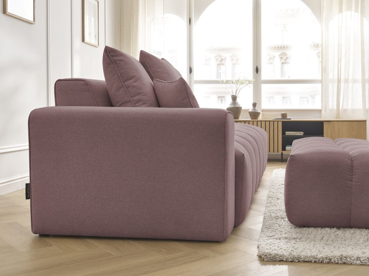 Bobochic Mont-blanc Sofa 5-Sitzer mit Pouf Melange-Stoff Rosa Armlehne links